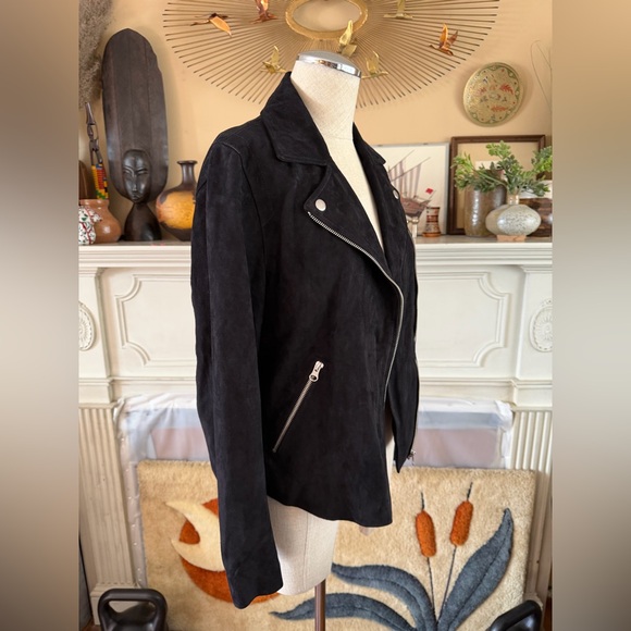 Quince 100% Suede Biker Jacket in charcoal size M - Picture 13 of 16